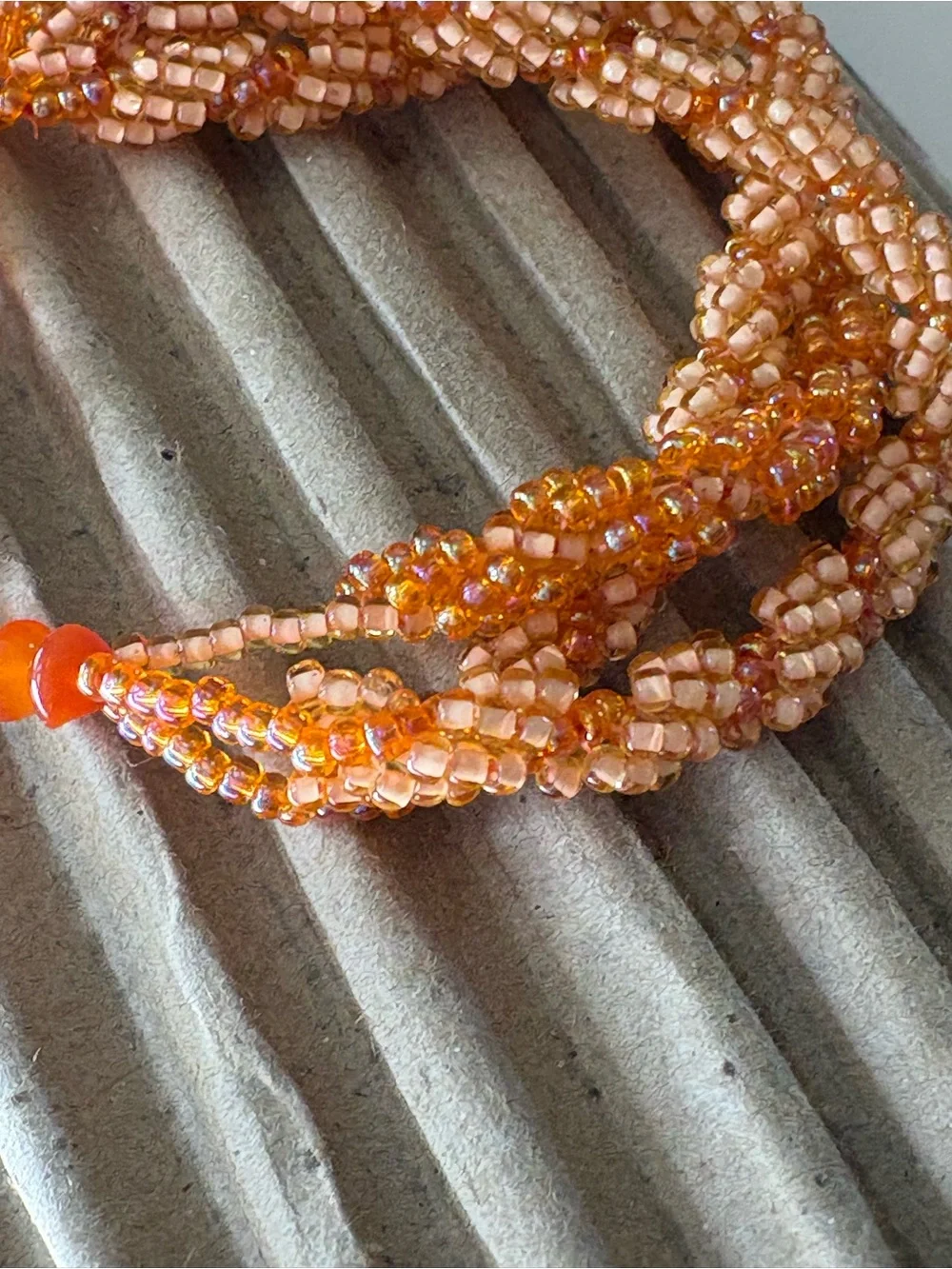 Handcrafted Multi-Color of Orange Seed Beads Beaded Rope Women's Bracelet